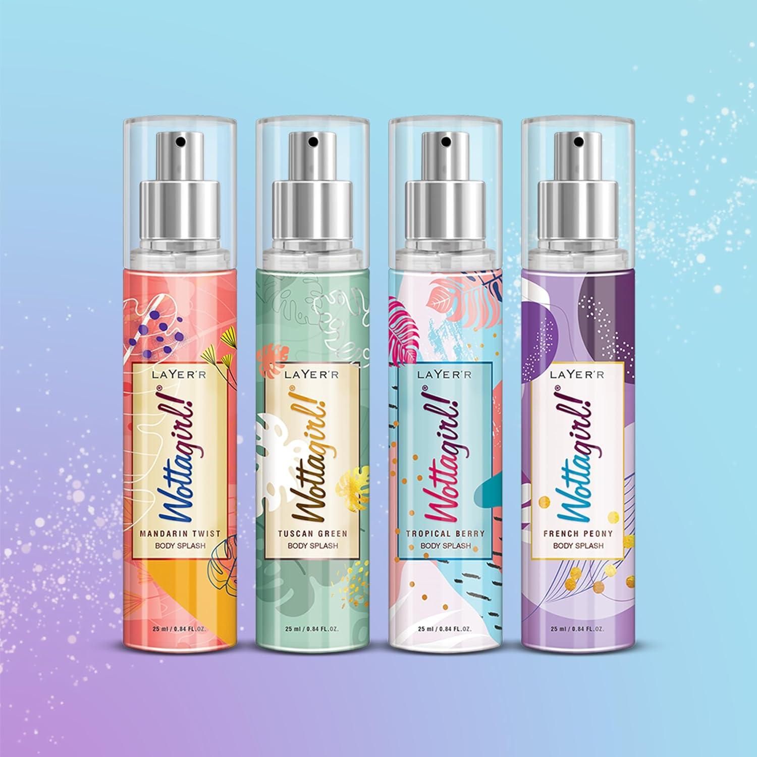 Layer'r Wottagirl Wood Body Splash Spray For Women (25ML) Pack of 4