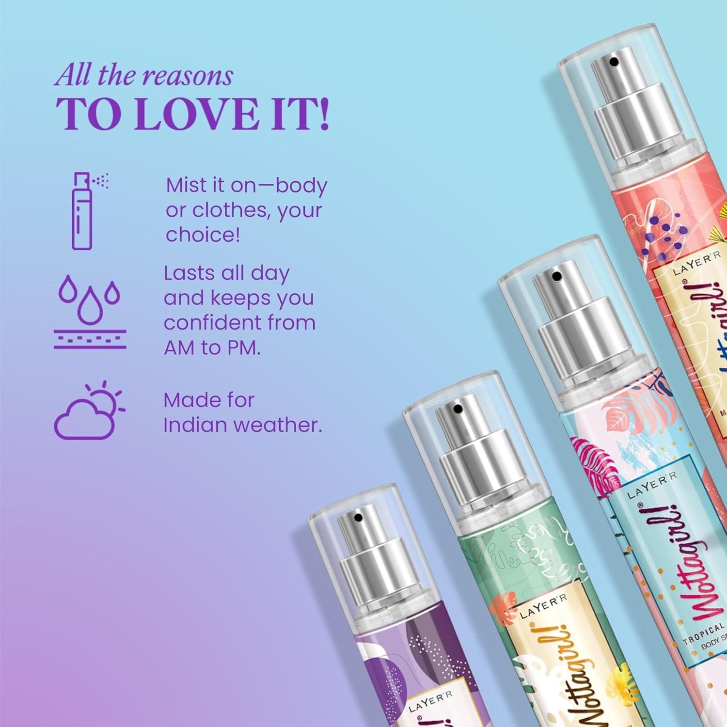 Layer'r Wottagirl Wood Body Splash Spray For Women (25ML) Pack of 4